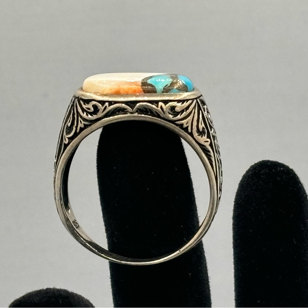 Silver Turquoise Men’s Statement Ring - image 2